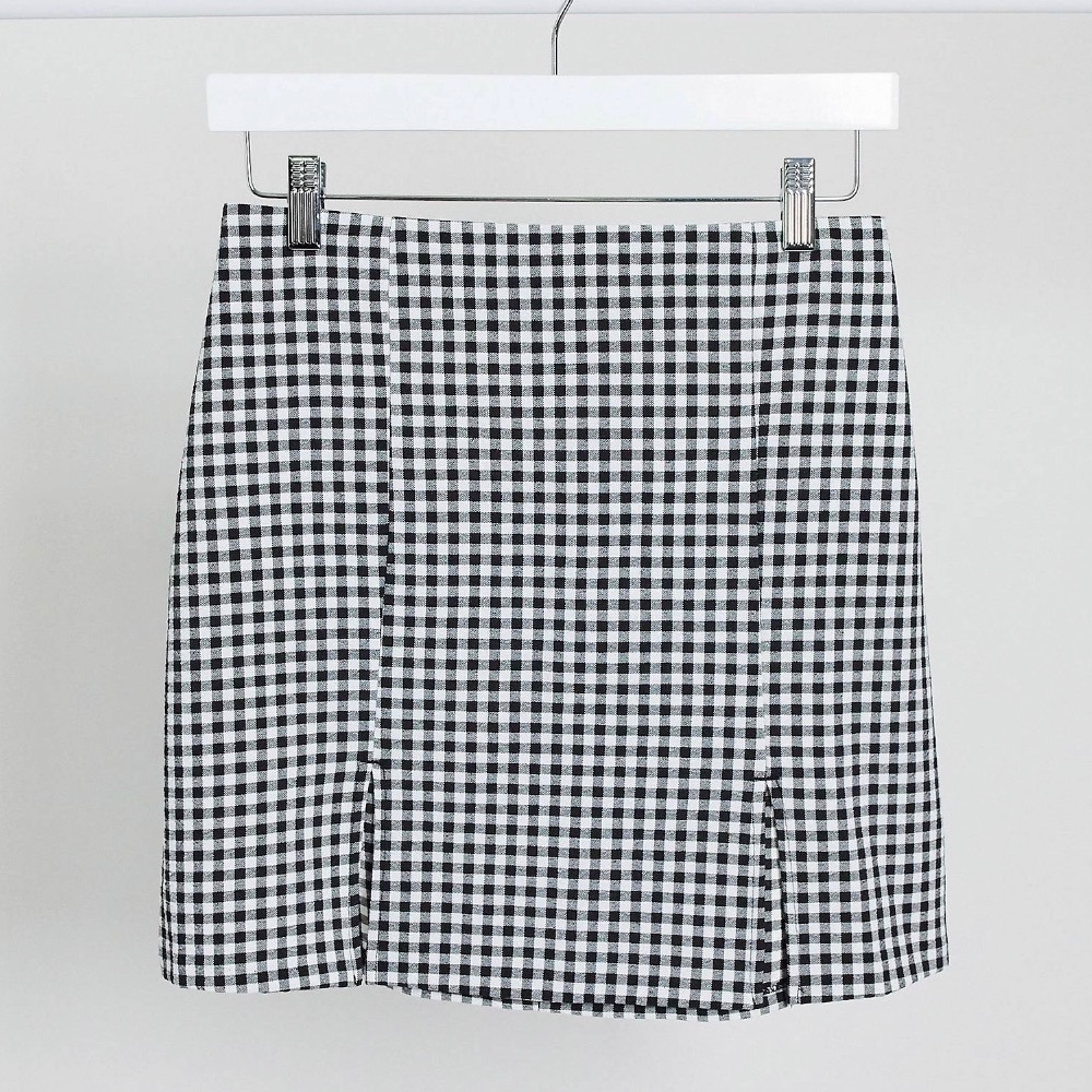 Monki Renata Gingham Stretch Mini Skirt Plaid Gingham